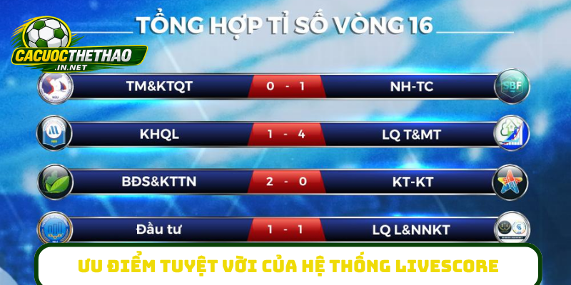 Ưu điểm tuyệt vời của hệ thống livescore