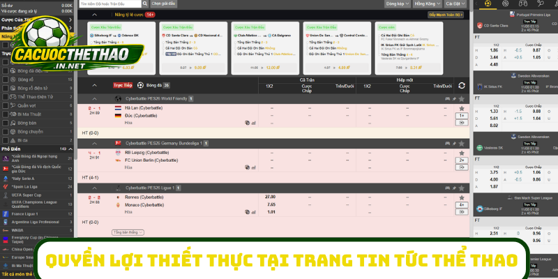 Quyền lợi thiết thực tại trang tin tức thể thao